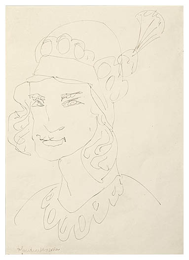 Lady with Plumed Hat, drawing by Gaudier-Brzeska